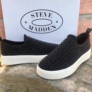 Black Slip On Black Studs Sneakers